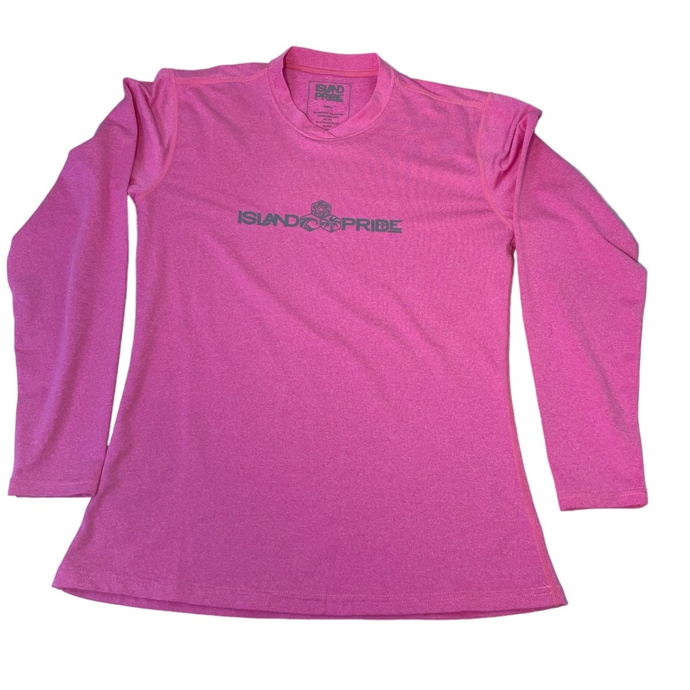 Island Pride Pink Surf Kayak Beach Rash Guard Long Sleeve Size Small